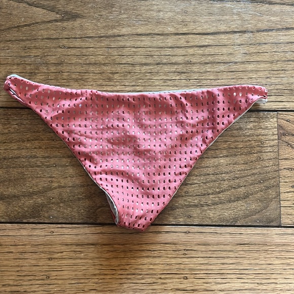 Acacia Swimwear Pink and White Bikini Bottom - Picture 3 of 6